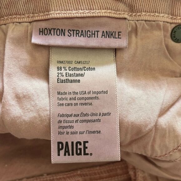 Paige Hoxton Pink Jeans Straight Leg Ankle Stretchy Raw Crop Ankle Size 28 - Picture 8 of 10